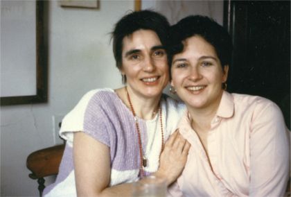Margaret and Cynthia in 1985; the photo was taken by our friend, genius artist Andrew Hudson.