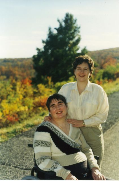 Margaret and Cynthia on a fall-colors daytrip in the Shenandoah Mountains with friends, mid-to-late 1990s.