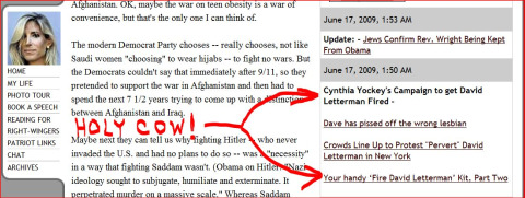 Ann Coulter linked my fight to GET DAVID LETTERMAN FIRED!!!