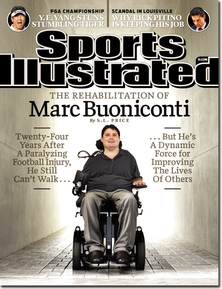 Marc Buoniconti became a quadriplegic due to an injury in a college football game when he was 19. Now he is president of the Miami Project to Cure Paralysis, an organization whose discoveries have transformed the practice of medicine. He is shown in his sip-and-puff power wheelchair, which allows him to use his breath to direct his wheelchair independently.