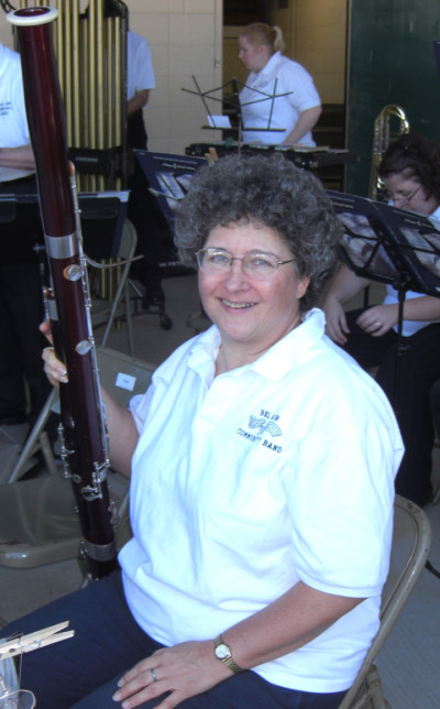 Cynthia Yockey, A Conservative Lesbian -- with bassoon, just before playing for the Bel Air Arts Festival in Bel Air, Maryland, September 2009.