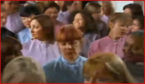 Female vicars fill the bride's side of the church at the wedding of the vicar of Dibley, Geraldine Granger.