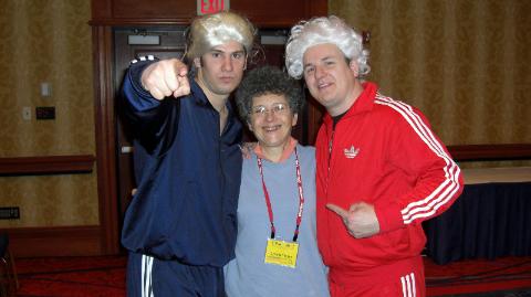 Steven Crowder, Cynthia Yockey and Chris Loesch at CPAC 2012 after Steven and Chris performed their new rap song, "Mr. America!!" HuffPo published a photo of me dancing to the music at the back of the room.