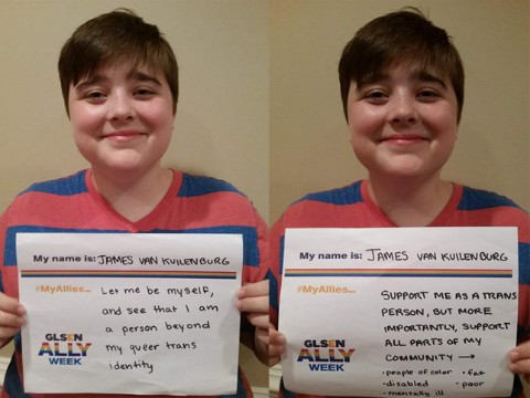 Transgender-identified female student, James van Kuilenburg. (Photo: GLSEN.org)